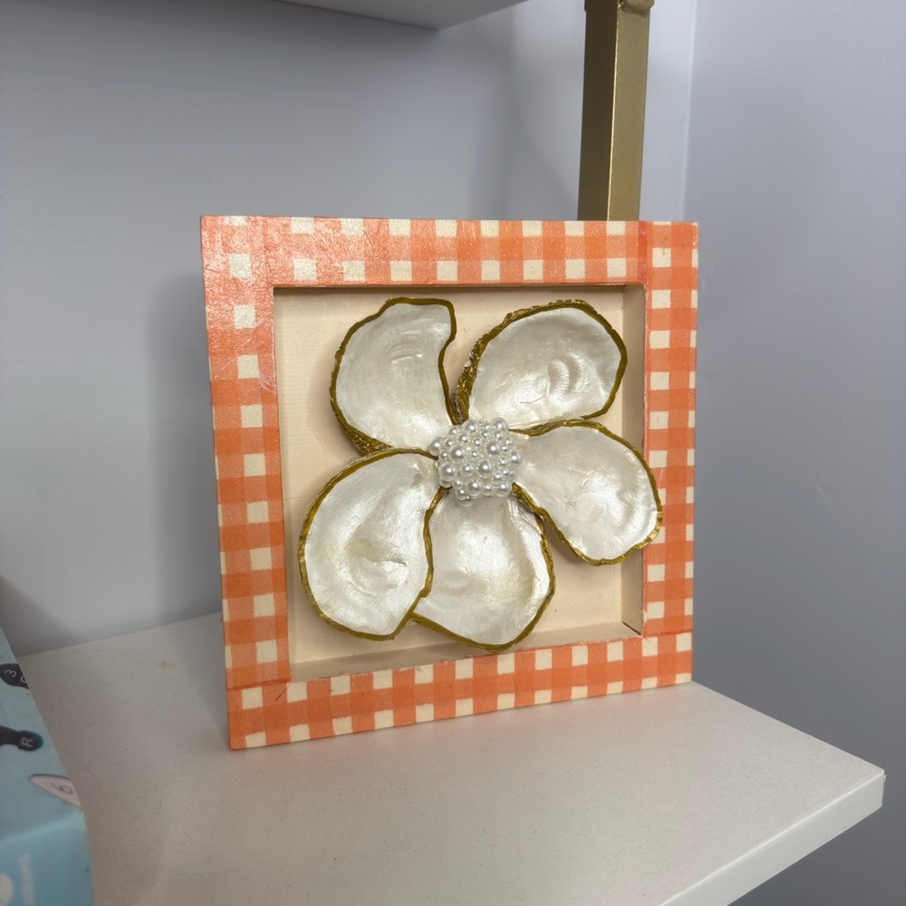 Orange Checkered Flower Art Decor